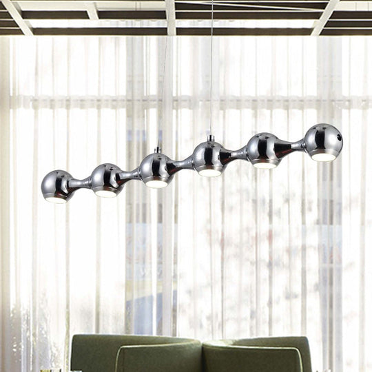 Modern Chrome Ball Pendant Ceiling Light With 6 Metal Lights - Warm/White Island Lighting For Living
