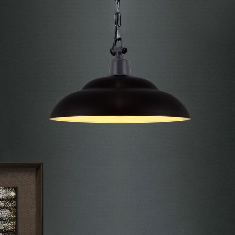 Vintage Style Black/Green Metallic Hanging Lamp With Chain - Indoor Pendant Light