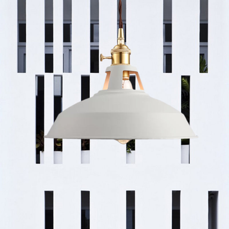 Industrial Barn Pendant Lamp - Stylish Black/White Metallic Ceiling Light For Kitchen With Hanging
