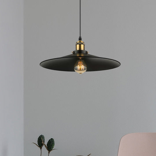 Industrial Style Metal Conic Ceiling Pendant With 1 Light In Brass/Weathered Brass