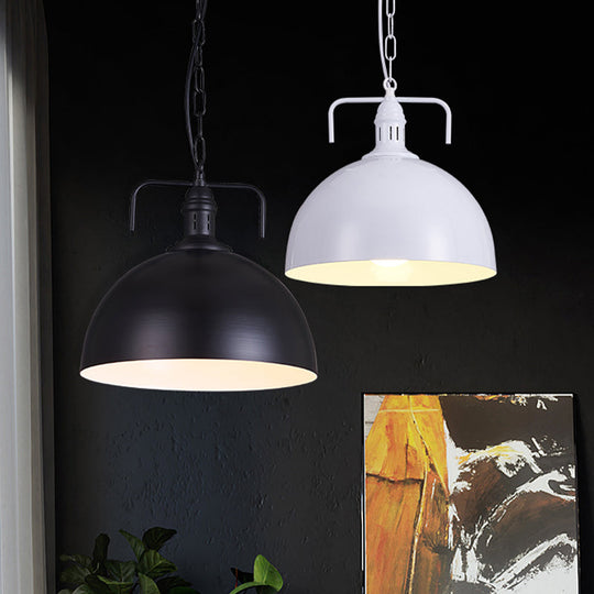 Industrial Metallic Living Room Pendant Light - 1 Red/Yellow/Rust Finish 12’/16’ Bowl