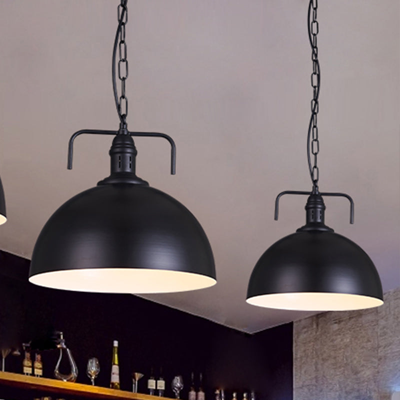 Industrial Metallic Living Room Pendant Light - 1 Red/Yellow/Rust Finish 12’/16’ Bowl