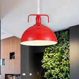 12/16 Industrial Metallic Bowl Pendant Lighting Fixture - 1 Light Red/Yellow/Rust Finish