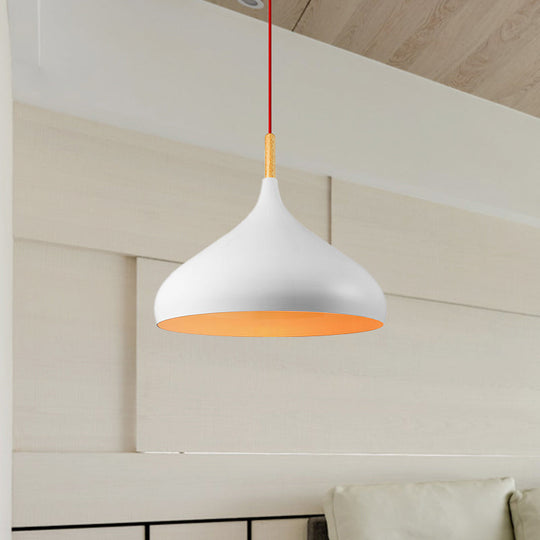 Metallic Dome Pendant Lamp - Simple Style 1 Head Black/White Ideal For Dining Rooms Available In