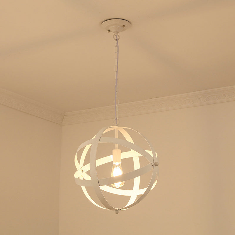 Industrial 1 Light Spherical Metal Pendant Lamp In Gold/Aged Silver - Ideal For Dining Tables &