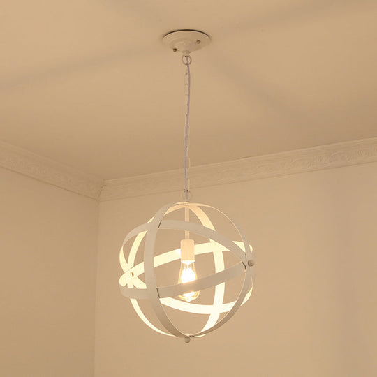 Industrial 1 Light Spherical Metal Pendant Lamp In Gold/Aged Silver - Ideal For Dining Tables &