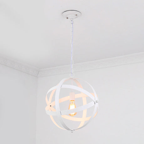 Sleek Spherical Metal Pendant Lamp - 1-Light Industrial Hanging Light In Gold/Aged Silver For Living