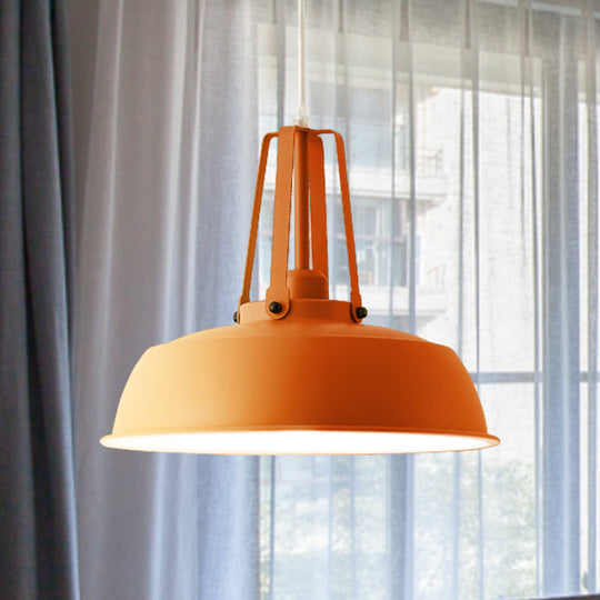 Nordic Stylish Metal Barn Shade Pendant Light - Black/Blue Living Room Ceiling Fixture Orange