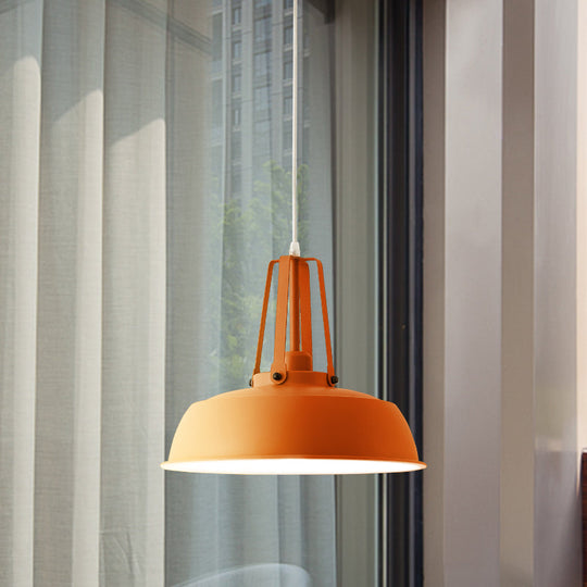 Nordic Stylish Metal Barn Shade Pendant Light - Black/Blue Living Room Ceiling Fixture