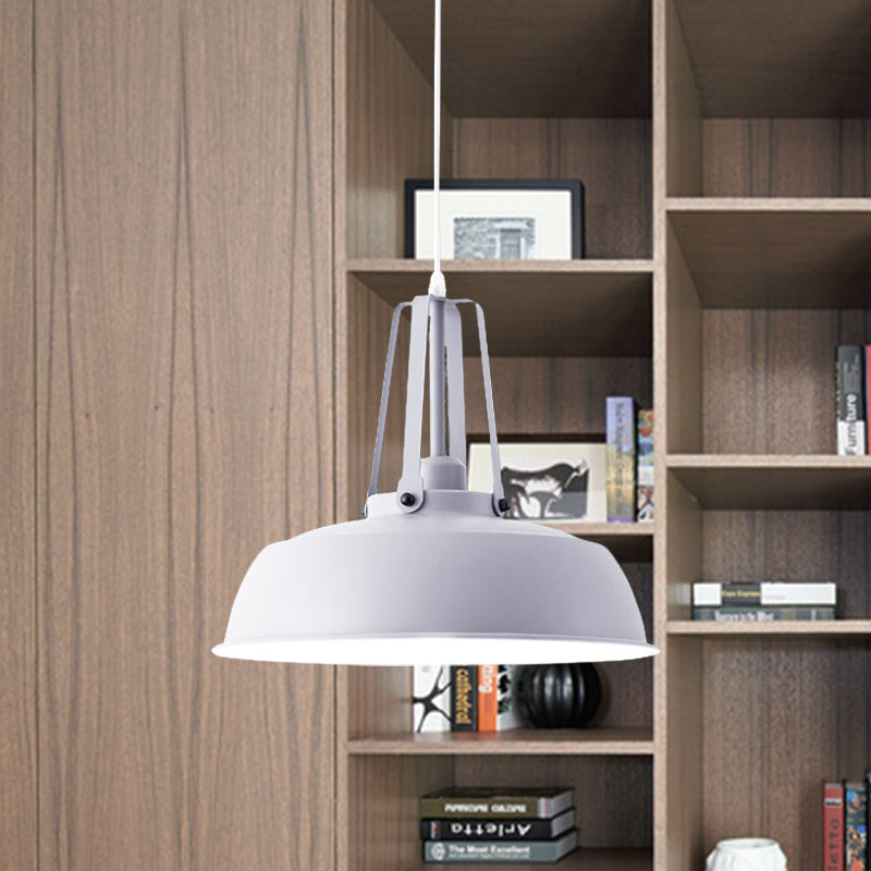 Nordic Stylish Metal Barn Shade Pendant Light - Black/Blue Living Room Ceiling Fixture White