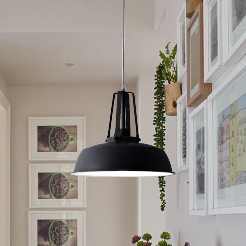Nordic Stylish Black/Blue Barn Shade Pendant Light - Metallic Finish Ideal For Living Rooms