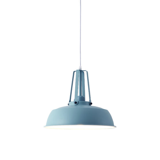 Nordic Stylish Metal Barn Shade Pendant Light - Black/Blue Living Room Ceiling Fixture