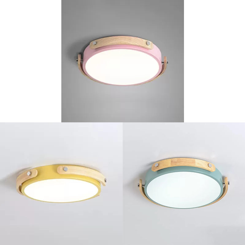 Stylish Round Ceiling Mount Study Room Light With Acrylic Macaron Undertint