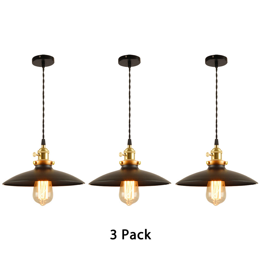Industrial Style Bowl Pendant Lamp 10’/12.5’ Wide - 1 Light Metal Hanging In Black/White/Red