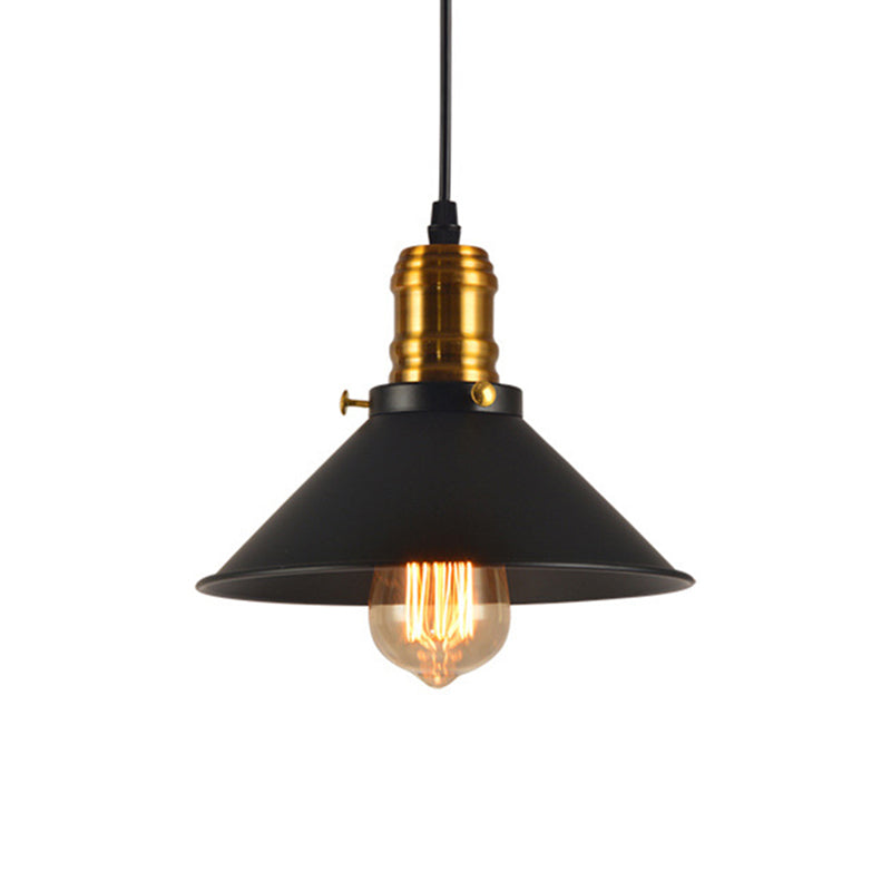 Tapered Shade Pendant Lighting - Metal Loft Style 1-Light Brass Ceiling For Living Room Pack Of