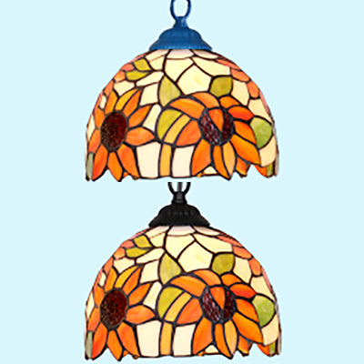 Stunning Tiffany Black/Blue Living Room Ceiling Light - Elegant Suspended Lighting Fixture With