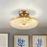 7 - Head Gold Semi Flush Mount Ceiling Light With Clear Ribbed Crystal – Postmodern Doughnut Design