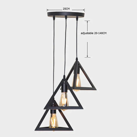 7 Type Modern Black Cage Pendant Lights Iron Minimalist Nordic Pyramid Lamp