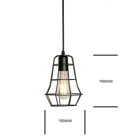7 Type Modern Black Cage Pendant Lights Iron Minimalist Nordic Pyramid Lamp 8004 Pendant