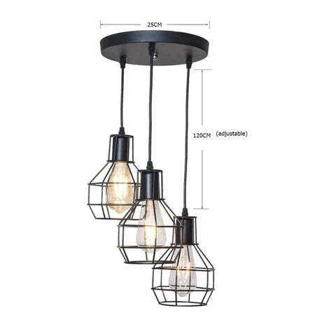 7 Type Modern Black Cage Pendant Lights Iron Minimalist Nordic Pyramid Lamp 8016 Pendant