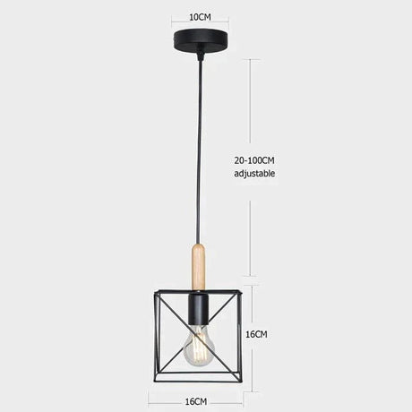 7 Type Modern Black Cage Pendant Lights Iron Minimalist Nordic Pyramid Lamp