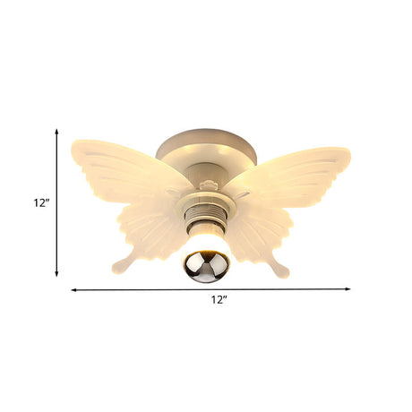 Nordic White Butterfly Led Flush Mount Lamp With Acrylic Shade Corridor Lighting Fixture