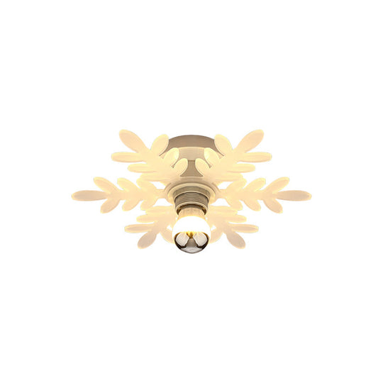 Nordic Acrylic Led Flush Mounted Lamp – Olive Branch Semi Flushmount 1 Head White/Warm Light For