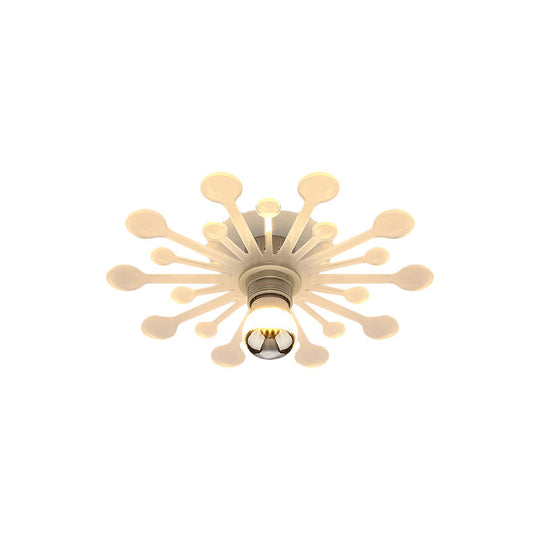 Nordic White Dandelion Led Semi Flush Ceiling Light With Acrylic Shade