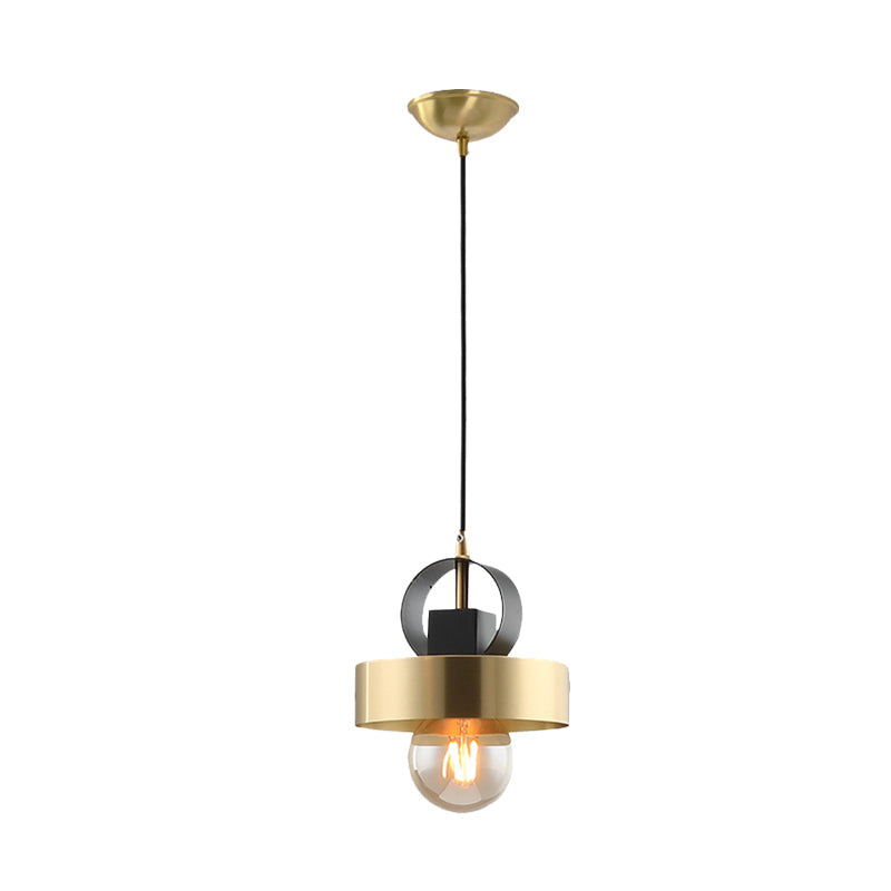 Modern Round Gold Pendant Light With 1 Bulb For Bedside Ceiling Fixture