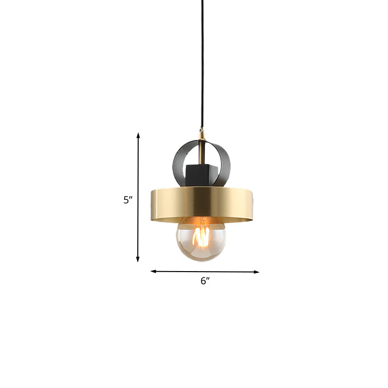 Modern Round Gold Pendant Light With 1 Bulb For Bedside Ceiling Fixture