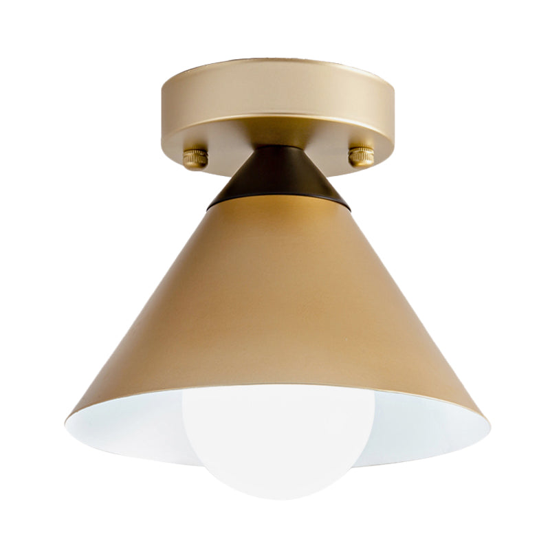 Modern Metallic Flushmount Ceiling Light With Conical Design - 1 - Light Gold Finish