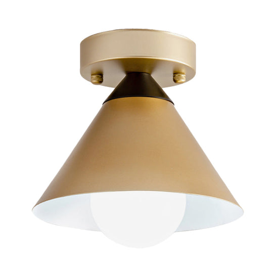 Modern Metallic Flushmount Ceiling Light With Conical Design - 1 - Light Gold Finish