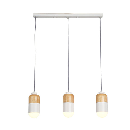 Modern Led Cluster Pendant Light: Metal With White And Wood Accents - Ideal For Dining Table