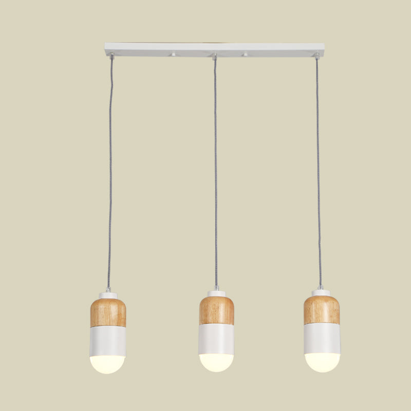 Modern Led Cluster Pendant Light: Metal With White And Wood Accents - Ideal For Dining Table