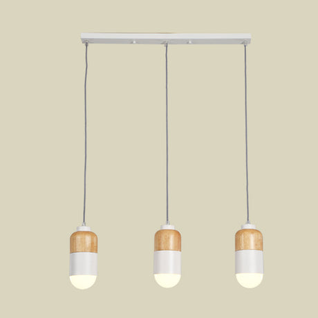 Modern Led Cluster Pendant Light: Metal With White And Wood Accents - Ideal For Dining Table