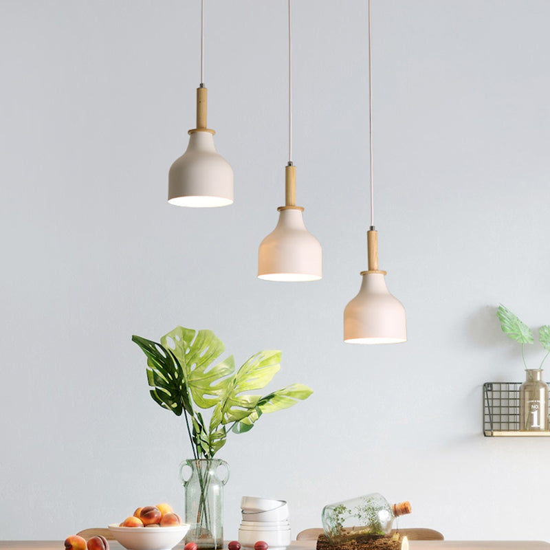 Modern Nordic 3-Light Urn Cluster Pendant With White/Black Finish: Elegant Iron Hanging Light Linear