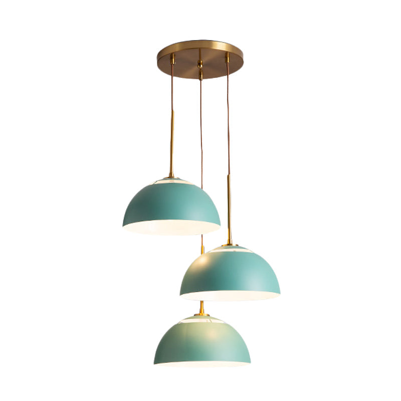 Macaron Cluster Pendant With Down Lighting And Iron Shade - 3 Colors Available For Dining Room