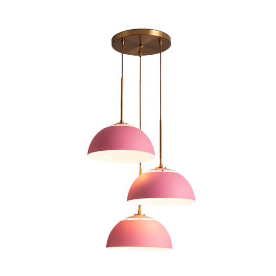 Macaron Cluster Pendant With Down Lighting And Iron Shade - 3 Colors Available For Dining Room