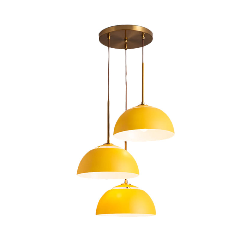 Macaron Cluster Pendant With Down Lighting And Iron Shade - 3 Colors Available For Dining Room