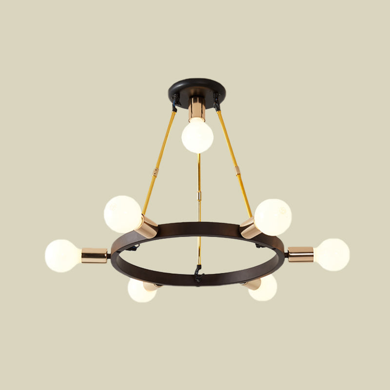 Minimalist Metal Loop Pendant Light: Modern 7/9-Head Black And Gold Chandelier For Bedroom