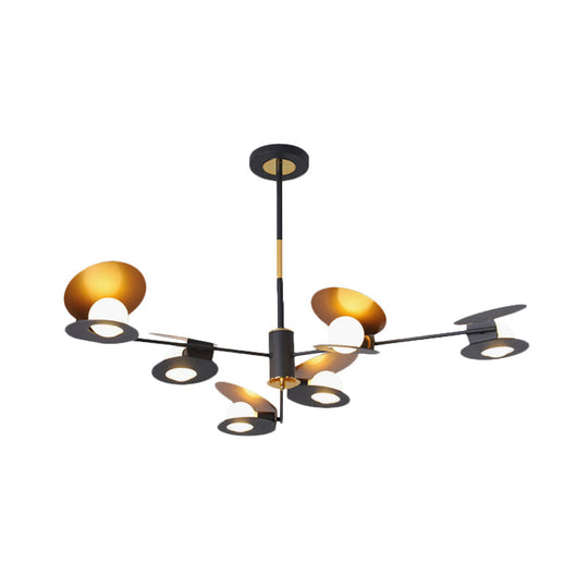 Contemporary Mussel-Shaped Ceiling Chandelier: 6/8-Bulb Living Room Suspension Lamp In Blue/Black &