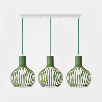 Wire Dome Shade Industrial Ceiling Light With 3 Bulbs - Grey/Pink For Dining Room Hanging Green /