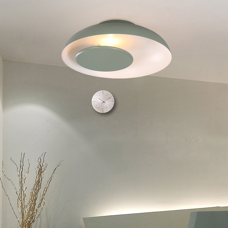 Kid’s Macaron Barn Ceiling Light - Flush Mount Metallic Finish For Child Bedroom