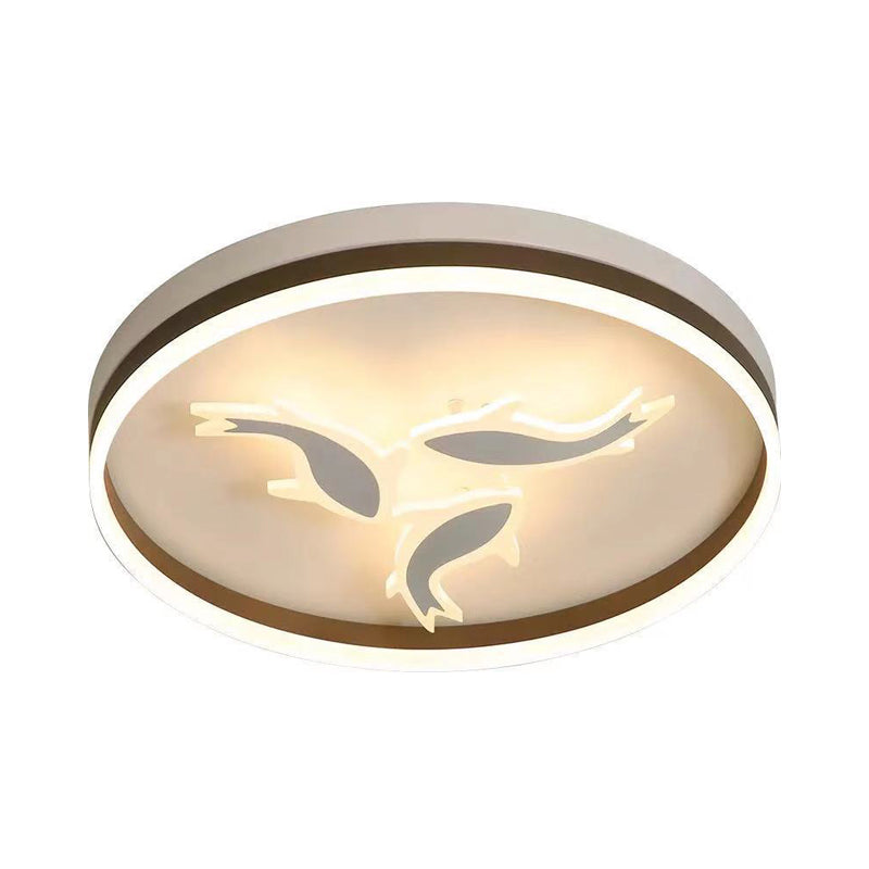 Creative Acrylic Ring Led Ceiling Light With Swimming Fish Ideal For Baby Room White / A