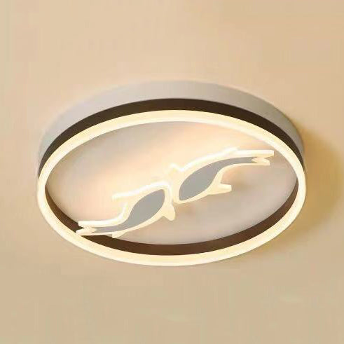 Creative Acrylic Ring Led Ceiling Light With Swimming Fish Ideal For Baby Room White / B