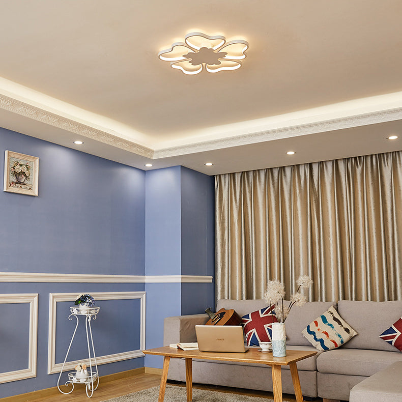 Blossom Shape Ceiling Mount Light - Kid - Friendly Led Lamp For Foyer White Acrylic Design