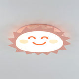 Happy Cartoon Sun Flush Mount Light: Fun & Gentle Led Ceiling Light For Kindergarten Pink / White