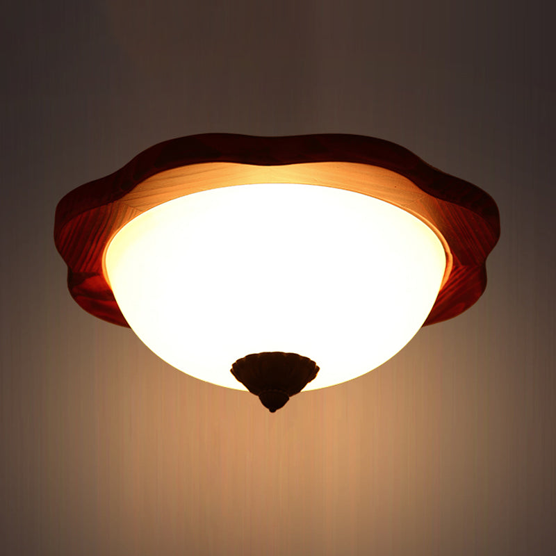 Frosted Glass Brown Flush Light Fixture - 16’/19’ W 3 Heads Rural Mount Recessed Lighting With