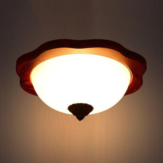 Frosted Glass Brown Flush Light Fixture - 16’/19’ W 3 Heads Rural Mount Recessed Lighting With