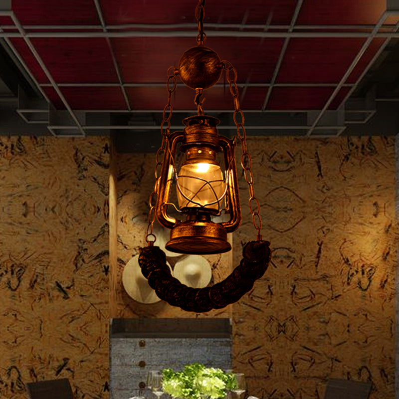 Industrial Style Hanging Lamp Kit - Clear Glass Brass Pendant Lighting With Curved Beam